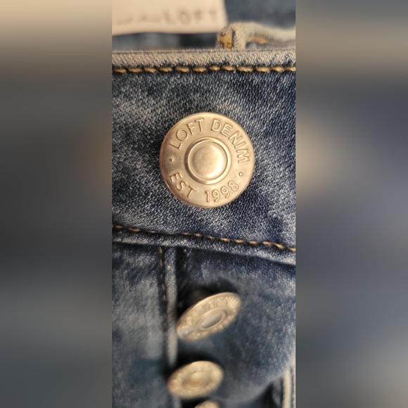 LOFT The Curvy Skinny High-Waist Five Button Frayed Blue Jeans, Women's 26 / 2 - Picture 10 of 16